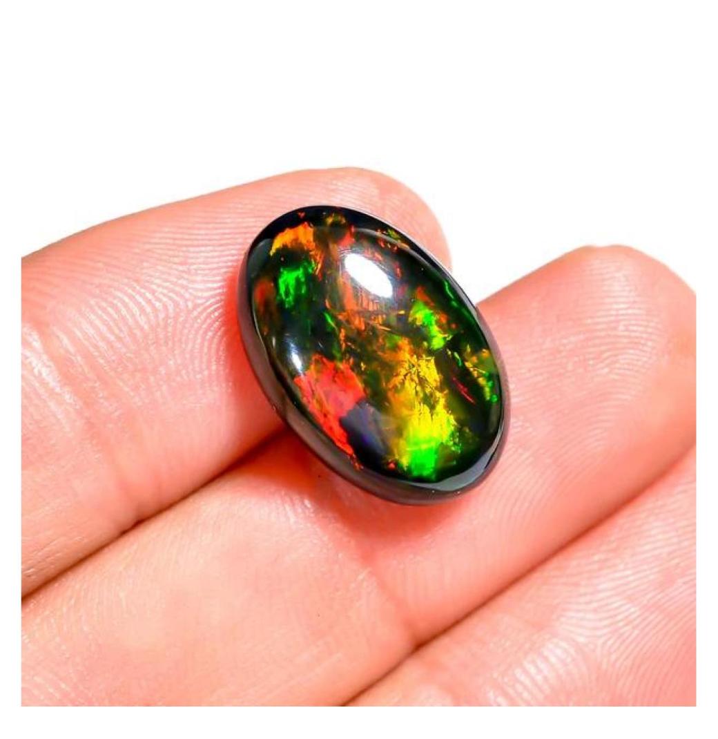 Oval Black Ethiopian Opal Cabochon | High-Fire Natural Gem - 1/3