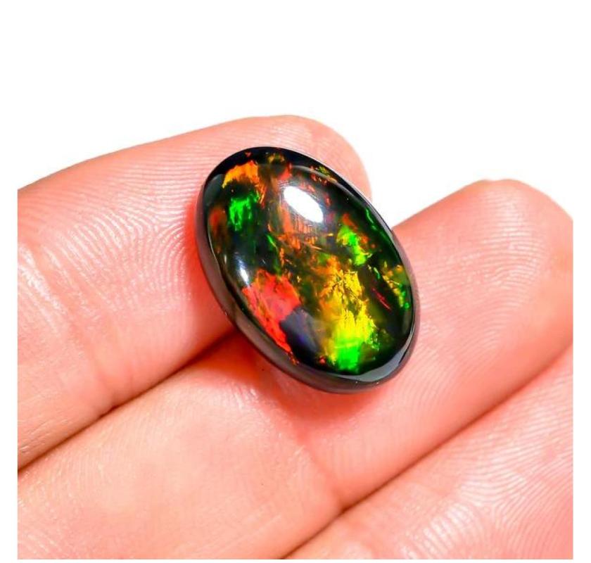 Oval Black Ethiopian Opal Cabochon | High-Fire Natural Gem