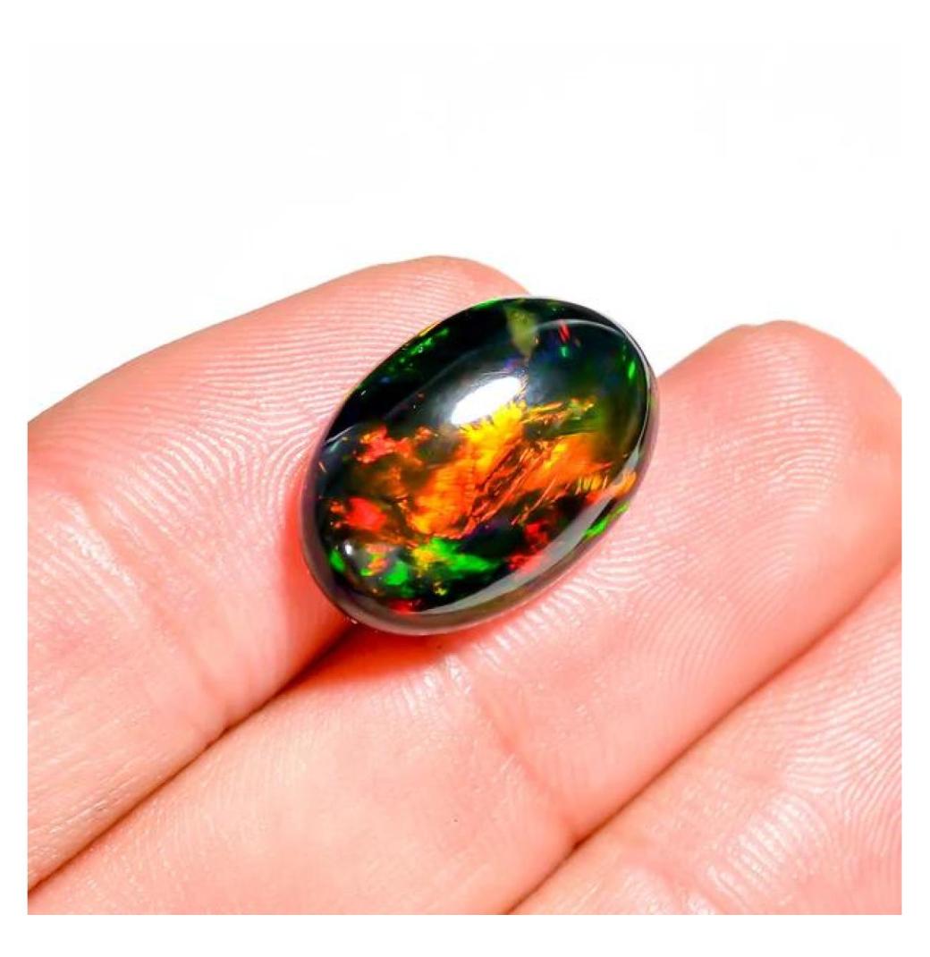 Oval Black Ethiopian Opal Cabochon | High-Fire Natural Gem - 2/3