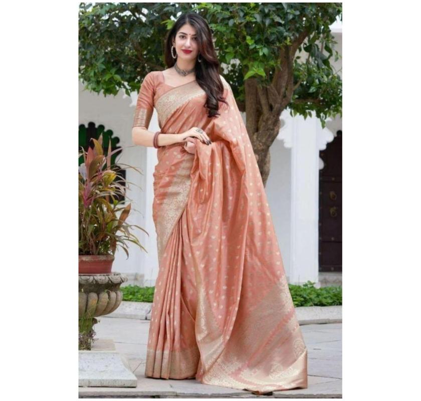 Lovely Peach-Color Saree for Sale