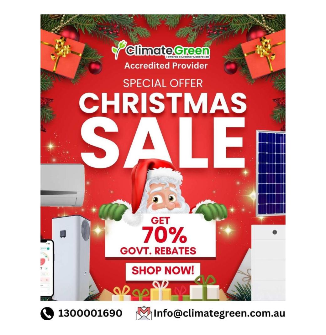 CHRISTMAS SALE – HUGE GOVERNMENT REBATES AVAILABLE