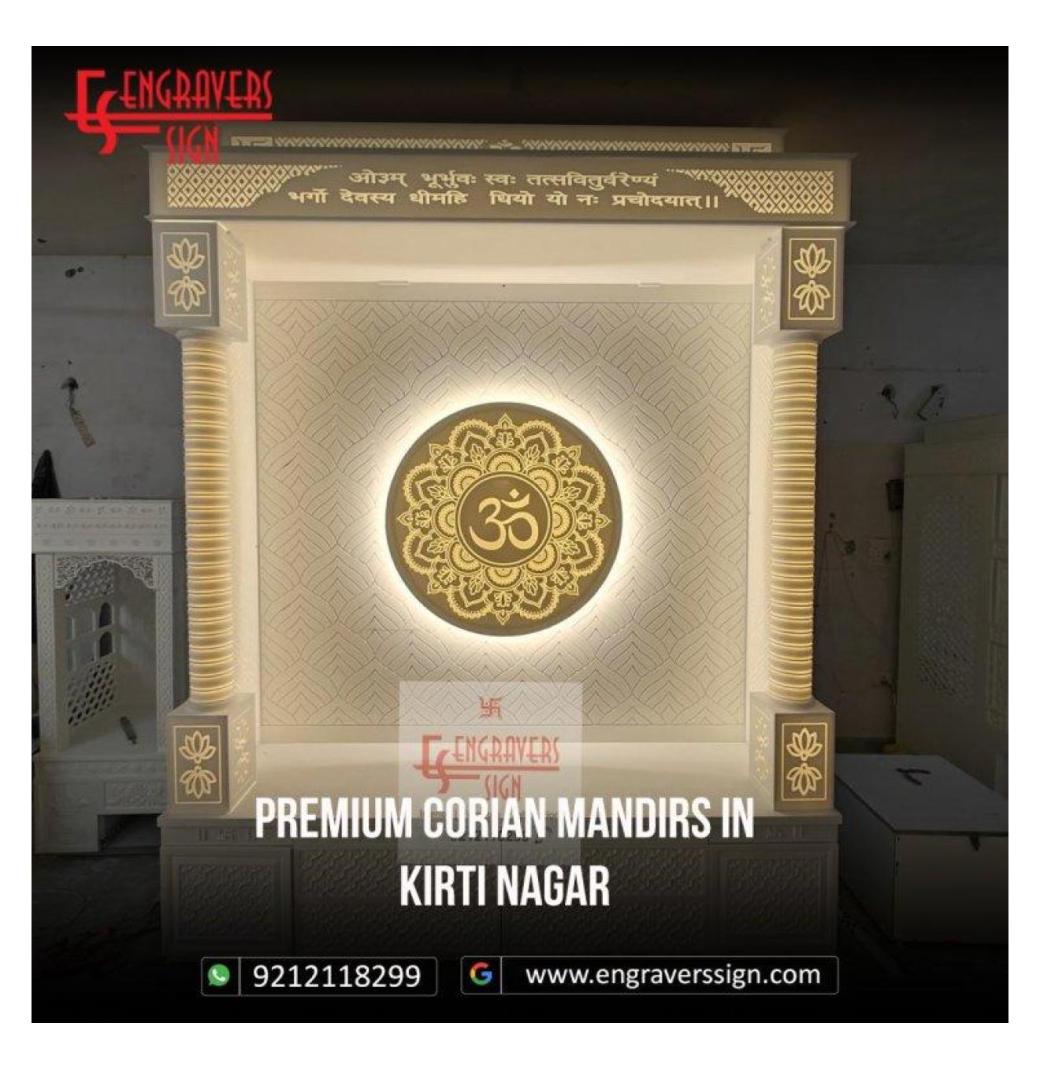 Elegant and premium Corian Mandirs designed for Kirti Nagar homes