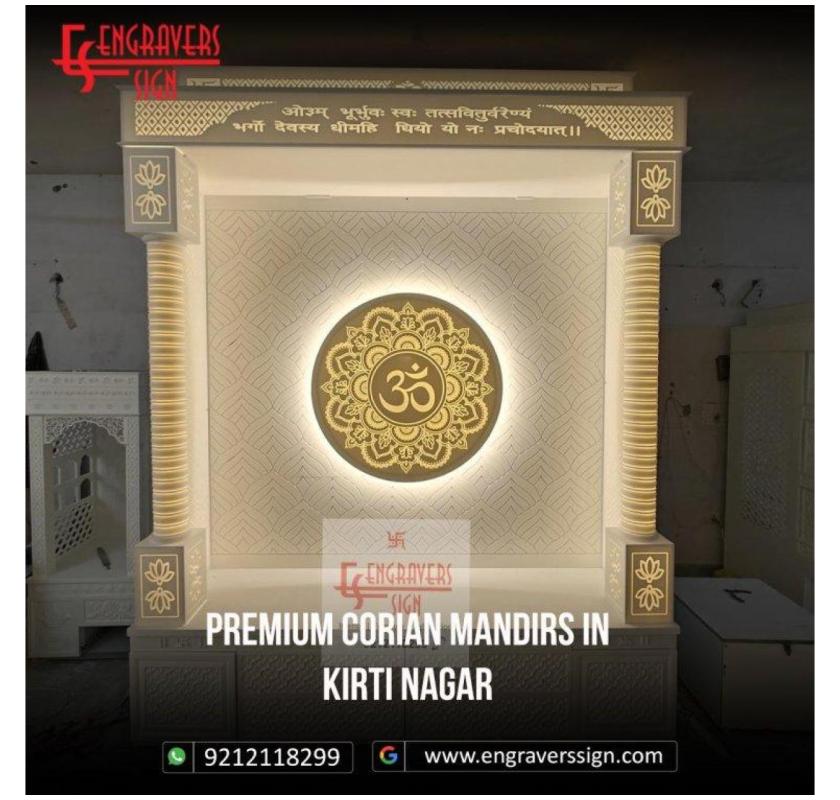 Elegant and premium Corian Mandirs designed for Kirti Nagar homes