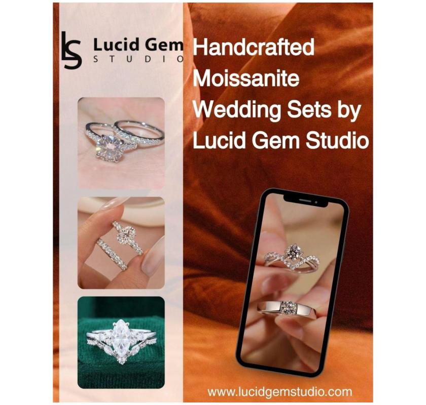 Handcrafted Moissanite Wedding Sets by Lucid Gem Studio