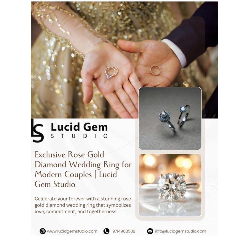 Exclusive Rose Gold Diamond Wedding Ring for Modern Couples | Lucid Gem Studio