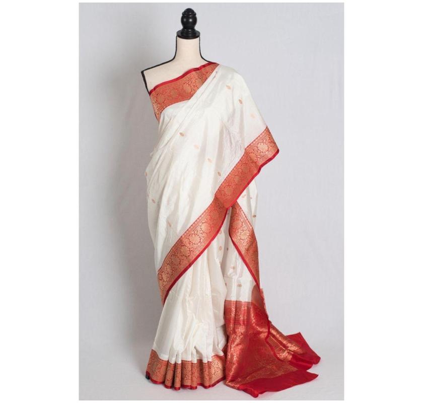 Bengali Saree Red And White Commemorating the Indestructible Cultural Beauty