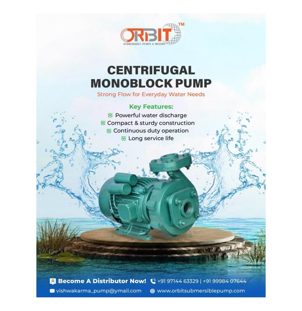 High-Efficiency Centrifugal Monoblock Pump for Agriculture & Water Supply | Orbit Pumps