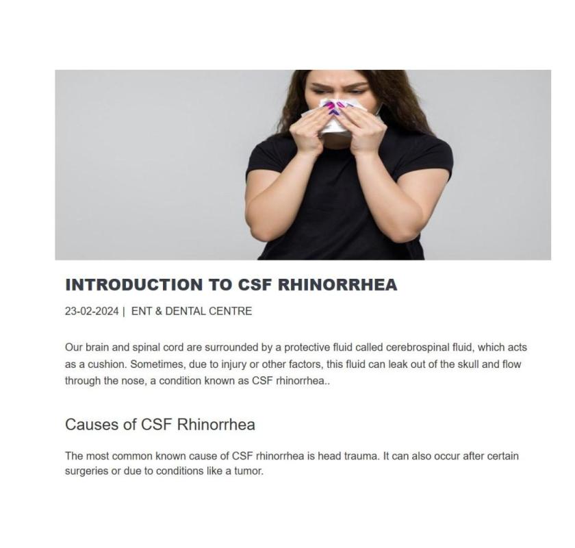 CSF Rhinorrhea Treatment