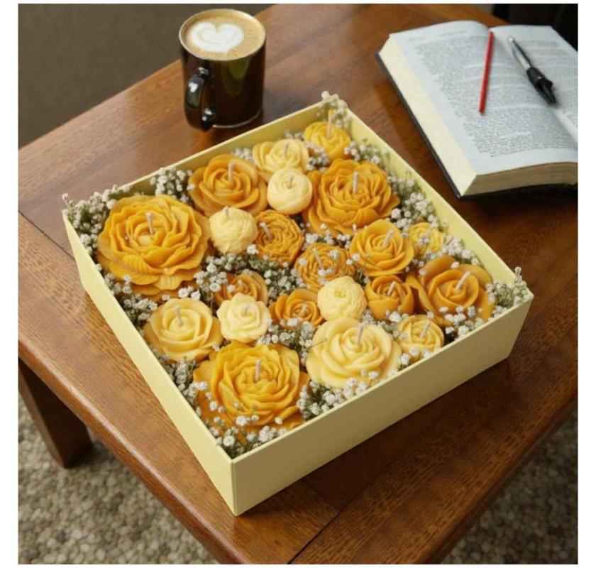 Amber Marigold Assorted Flower Bouquet Candle | MIAAKA