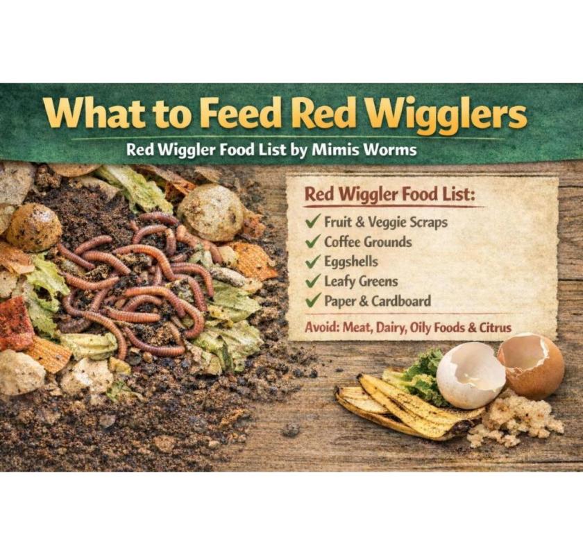 What to Feed Red Wigglers - Complete Red Wiggler Food List by Mimis Worms