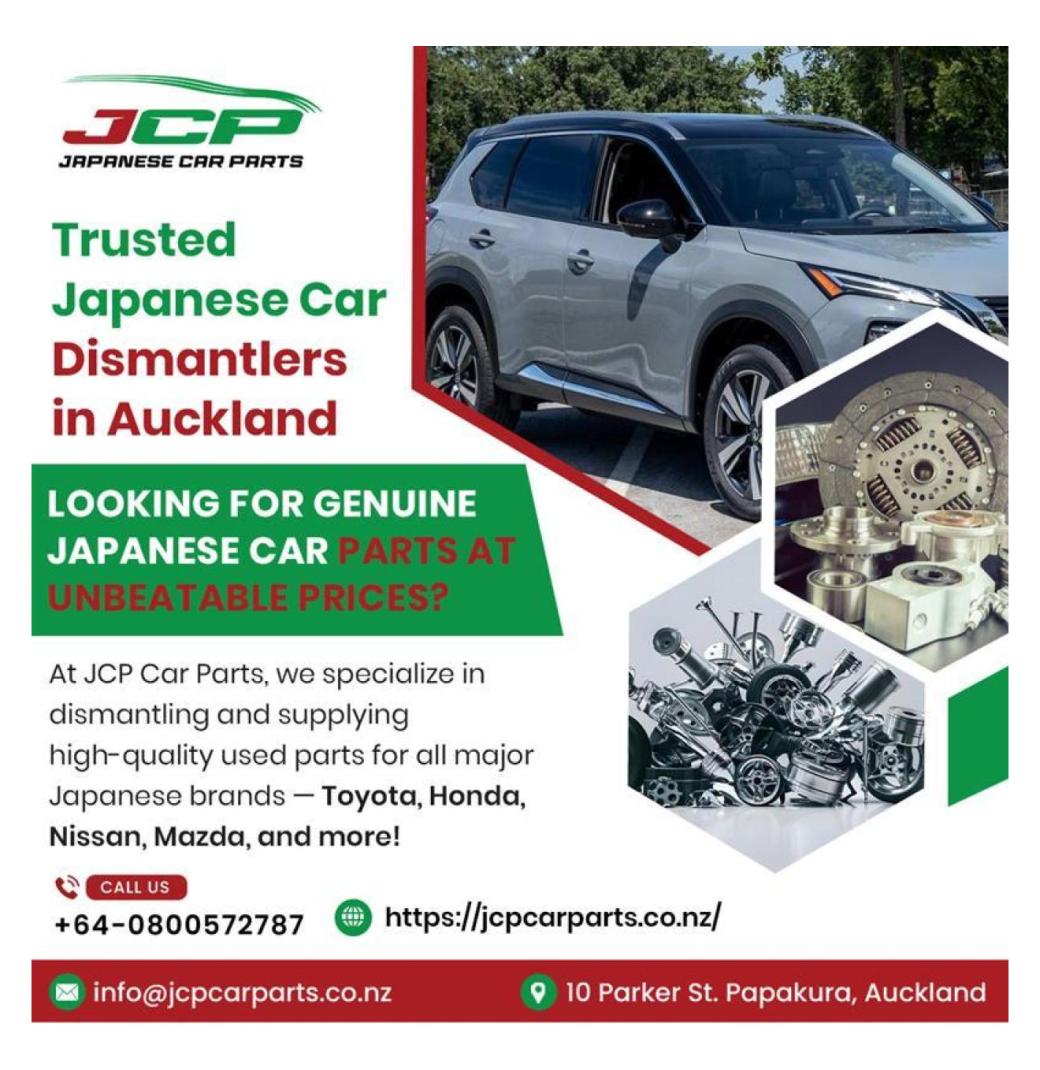 Trusted Toyota Parts NZ suppliers - JCP Car Parts