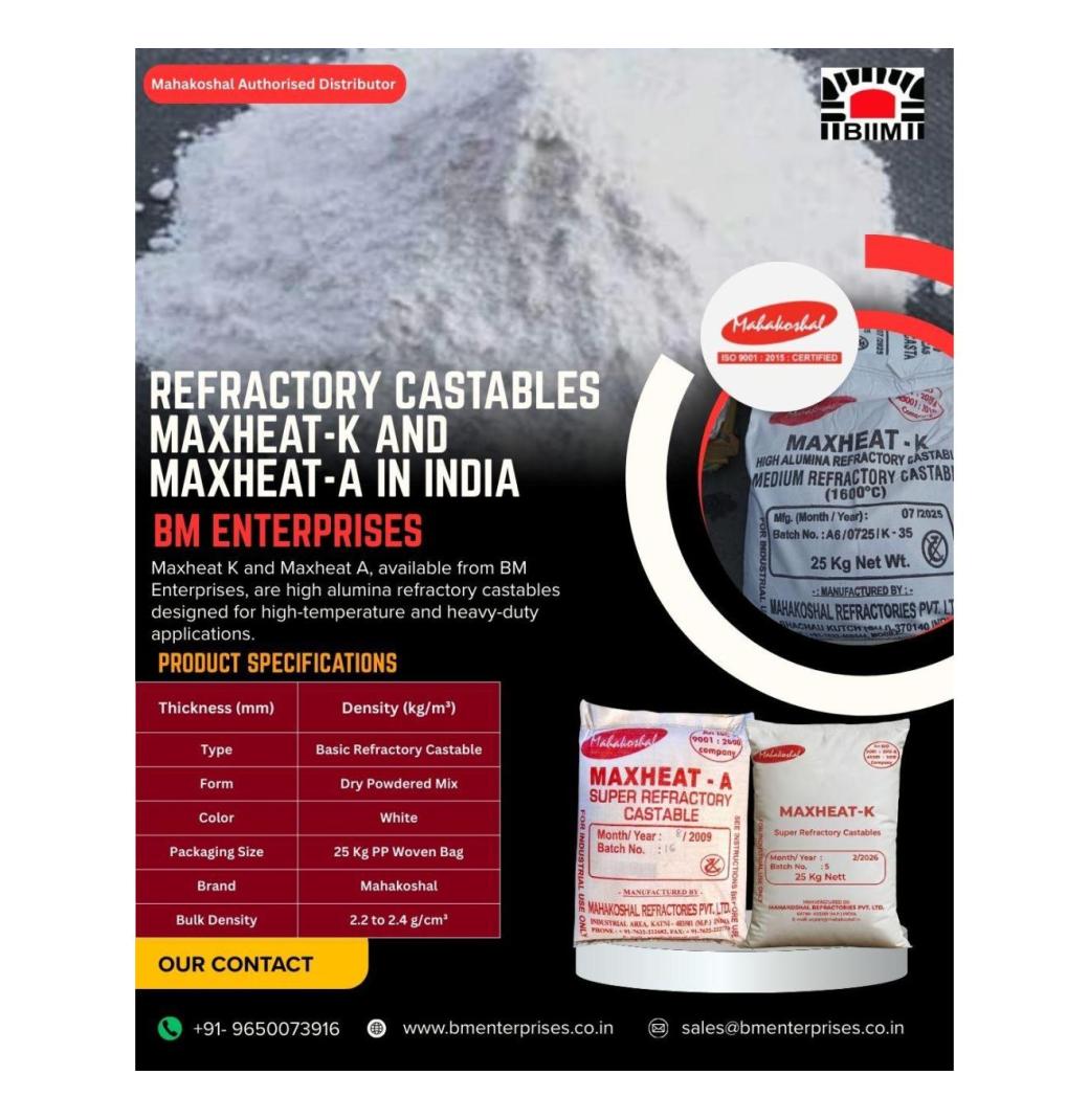 Refractory Castables Maxheat-K and Maxheat-A Supplier in India