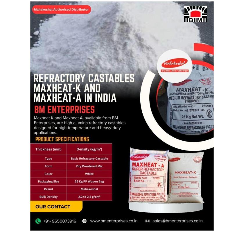 Refractory Castables Maxheat-K and Maxheat-A Supplier in India