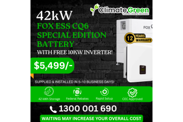 42kWh FOX ESS Battery + FREE 10kW Inverter – $5,499  