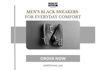 Buy Mens Black Sneakers for Everyday Comfort - Wide Fit Shoes