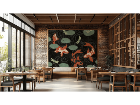 Three Koi Pond Wall Mural