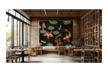 Three Koi Pond Wall Mural