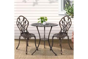 Elegant Bronze Tulip Bistro Set for Outdoor Comfort
