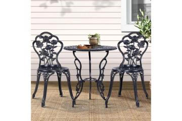 Classic Black Rose Bistro Set for Outdoor Elegance