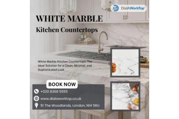 White Marble Kitchen Countertops | +44 020 83685555 | DialAWorkTop