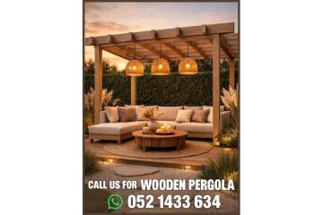 Sitting Area Wooden Pergola Al Ain | Garden Sun Shades Uae | Teak Wood Pergola Dubai.
