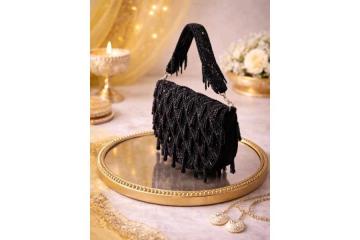Lumiere Beaded Handbag with Mirrors and Pearls for Party Chic 