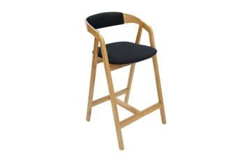 Nordic Oak Lounge Bar Stool with Upholstered Seat