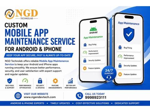 Custom Mobile App Maintenance Service for Android & iPhone | NGD Technolab