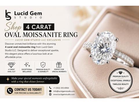 Shop 4 Carat Oval Moissanite Ring | Lucid Gem Studio LLC Exclusive