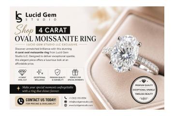 Shop 4 Carat Oval Moissanite Ring | Lucid Gem Studio LLC Exclusive